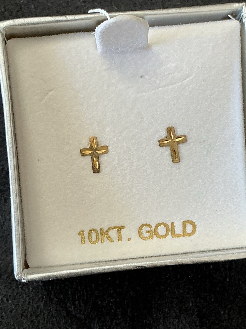 Adorable Tiny 10K Cross Earrings 10KAU